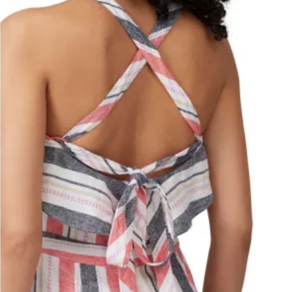 Parker Angie Striped Linen Wide-Leg Jumpsuit - Picture 3 of 8